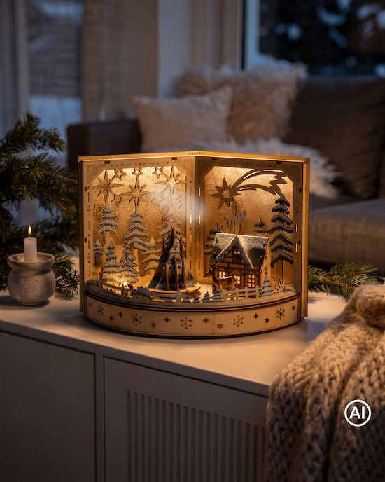 Produktabbildung für LED-Holzdekoration Weihnachtsbuch