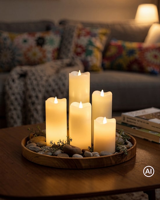 Produktabbildung für LED Stumpenkerzen Long Shine, 5tlg.