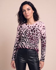 Produktabbildung für Classic Pullover Tiger-Leo-Druck