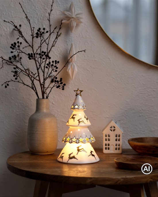Produktabbildung für LED Porzellan-Weihnachtsbaum mit Hirschmuster