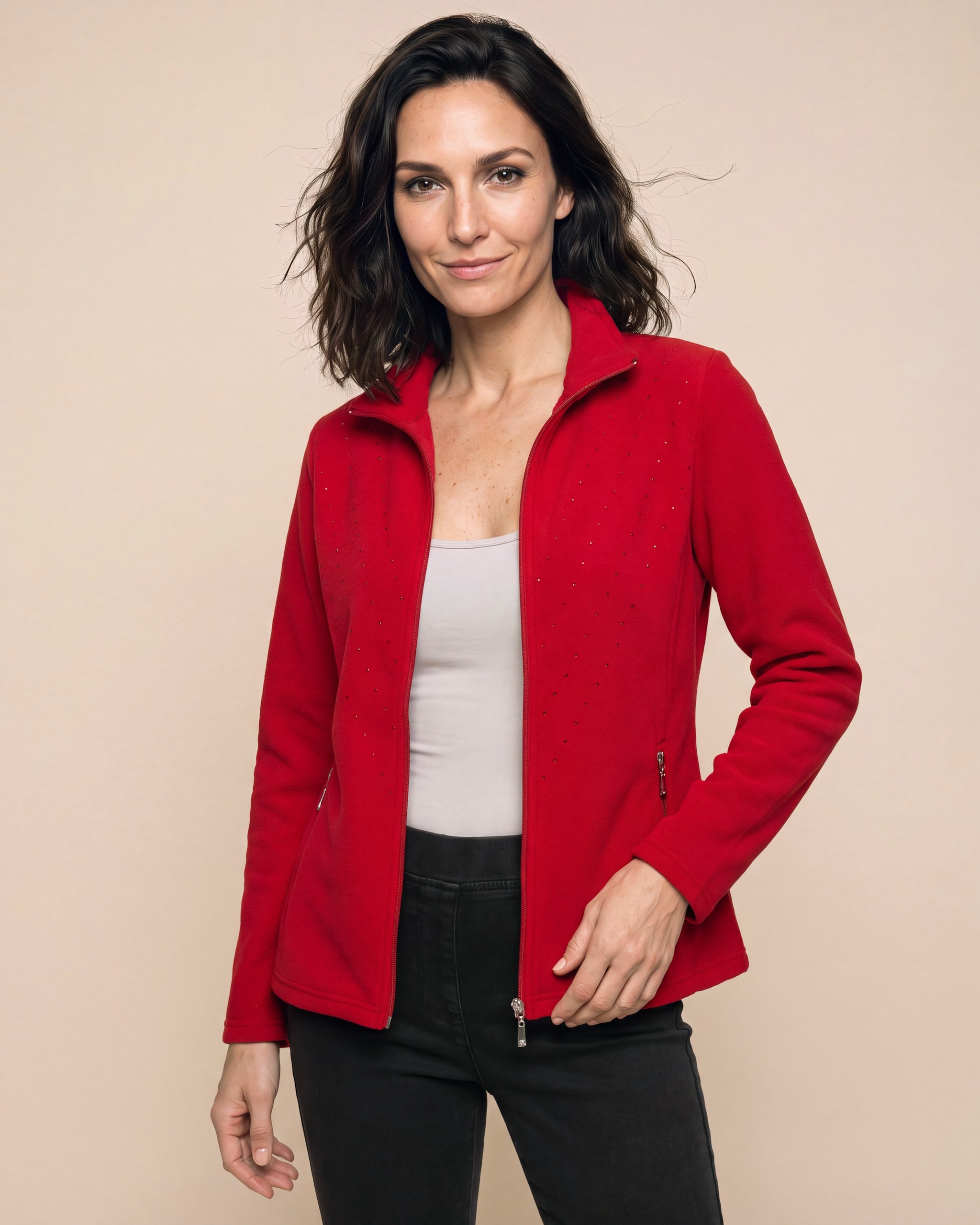 Produktabbildung für Fleecejacke mit Strass-Motiv