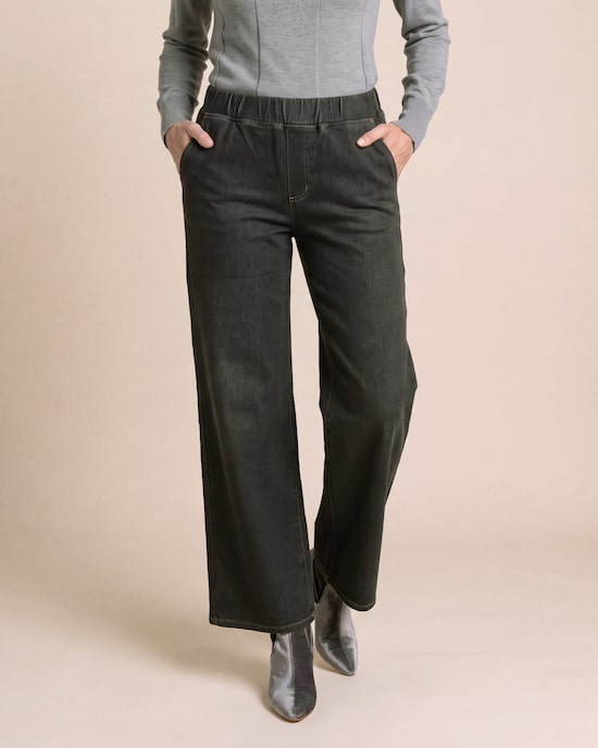Produktabbildung für Wide Leg Jeans aus elastischem Strick