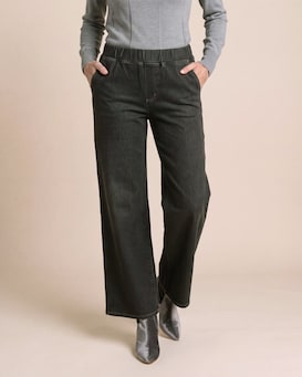 Produktabbildung für Wide Leg Jeans aus elastischem Strick