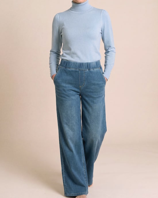 Produktabbildung für Wide Leg Jeans aus elastischem Strick