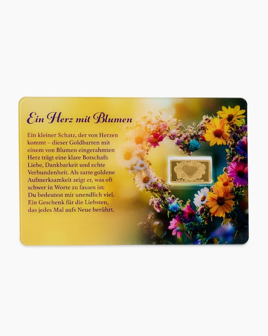 Produktabbildung für Goldmünzbarren Herz mit Blumen