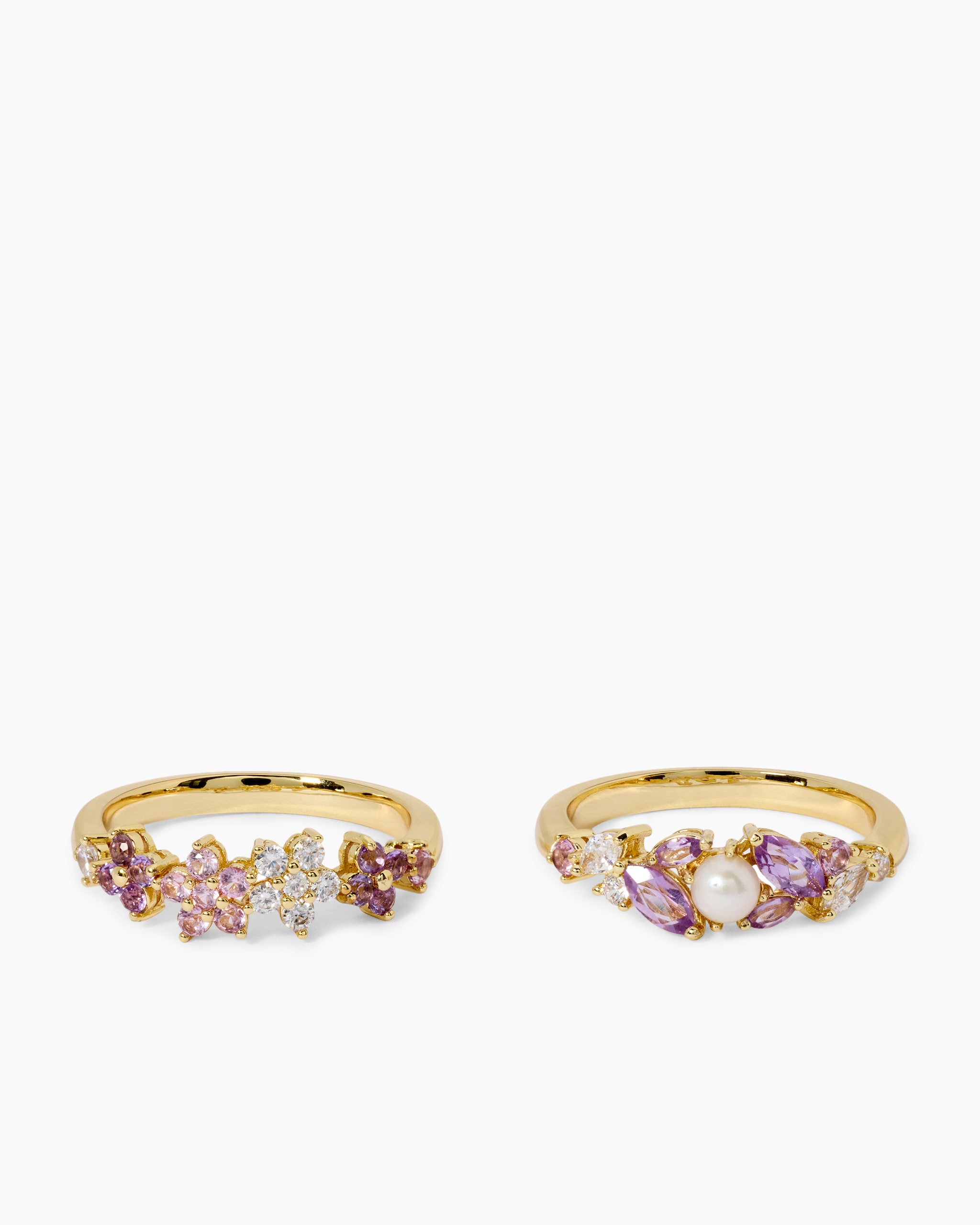 Produktabbildung für Ring-Set mit Zirkonia, Amethyst, Saphir & SWZ-Perle, 2tlg.