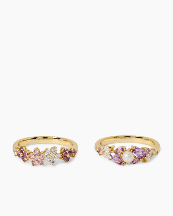 Produktabbildung für Ring-Set mit Zirkonia, Amethyst, Saphir & SWZ-Perle, 2tlg.