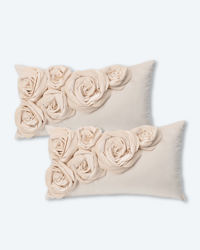 Velvet-Kissen „Rosen Applikation