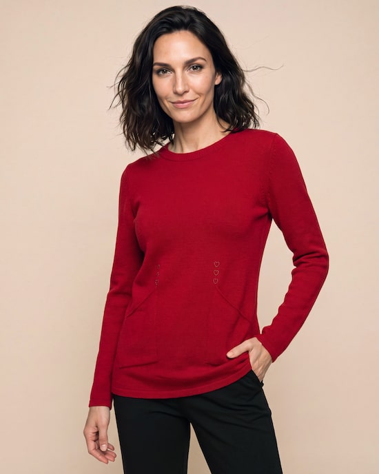 Produktabbildung für Pullover mit Eingrifftaschen und Schal