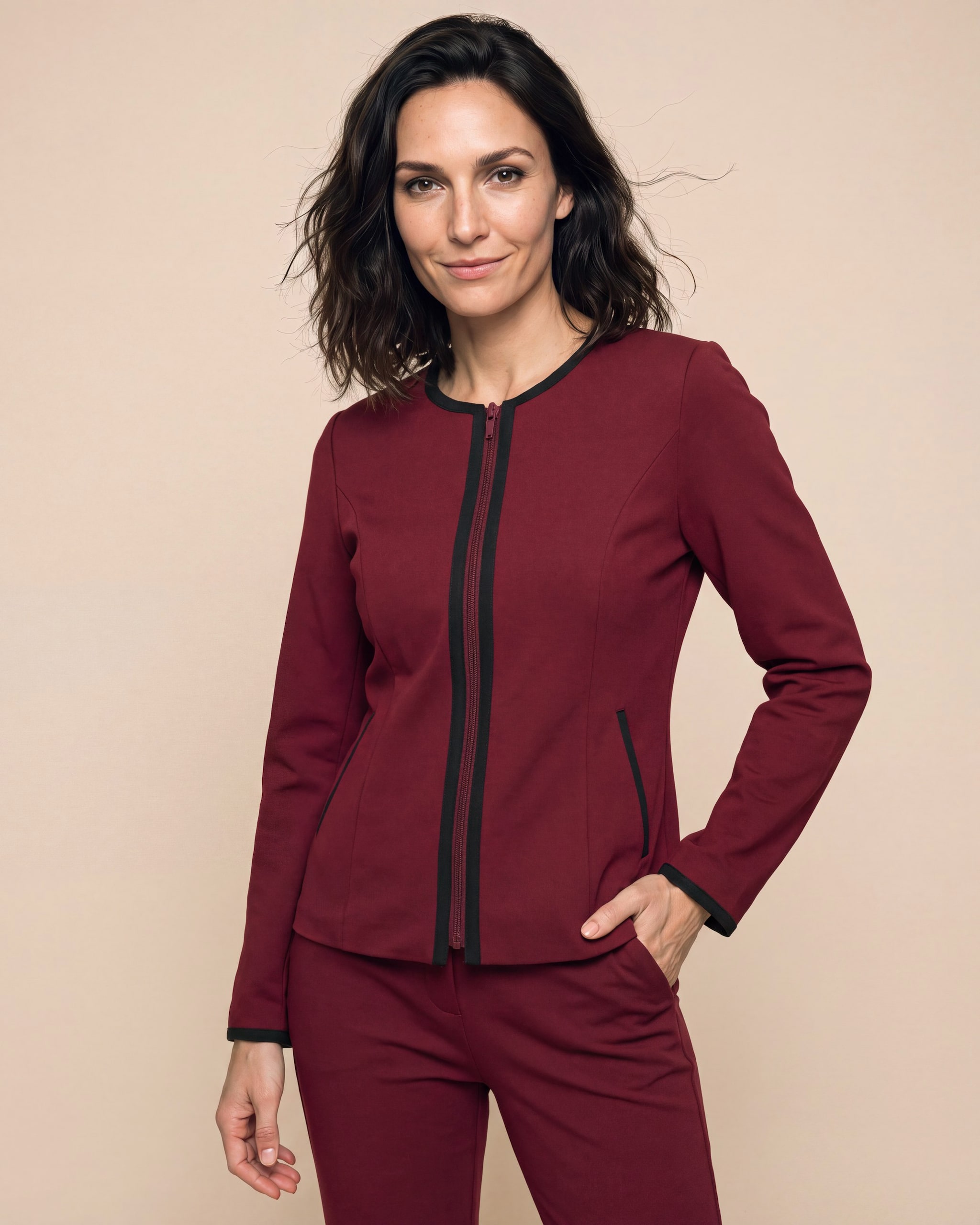 Produktabbildung für Jacke Jersey Deluxe mit Kontrast-Einfassung