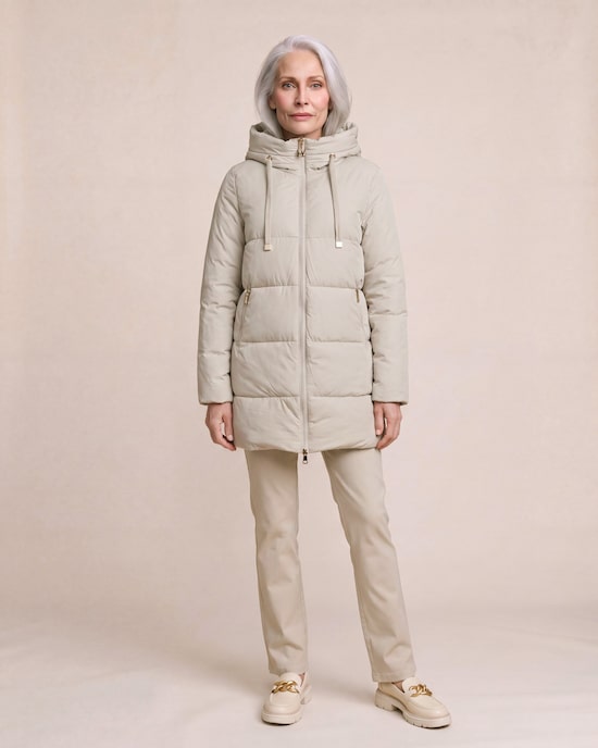 Produktabbildung für Steppjacke Long mit Kapuze