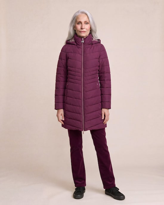 Produktabbildung für Steppjacke Long mit Peach-Skin-Finish