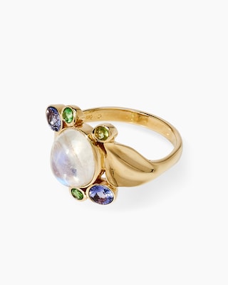 Produktabbildung 2 für Ring mit Ceylon Mondstein, Tansanit, Turmalin & Tsavorit