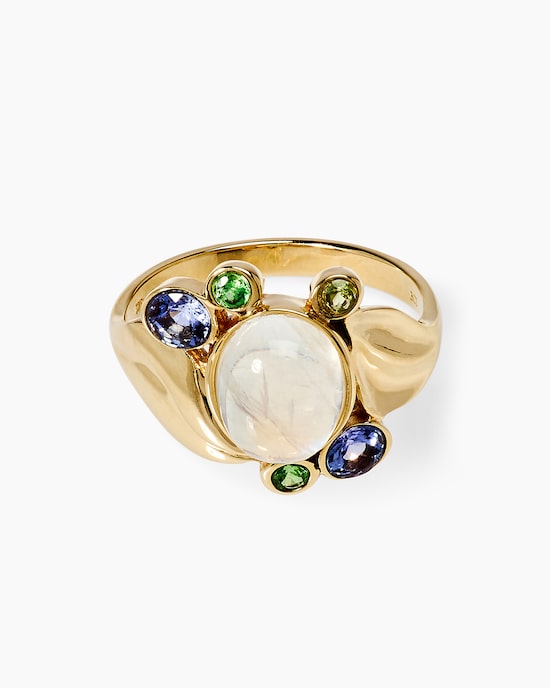 Produktabbildung für Ring mit Ceylon Mondstein, Tansanit, Turmalin & Tsavorit