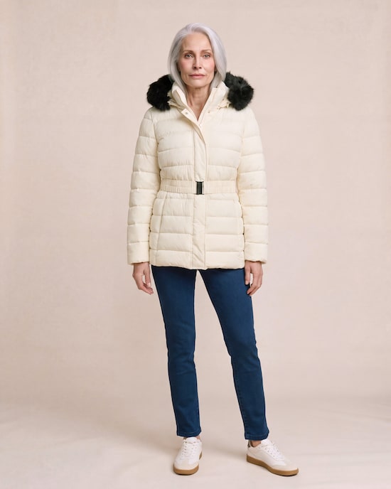 Produktabbildung für Steppjacke mit Webpelz-Kapuze
