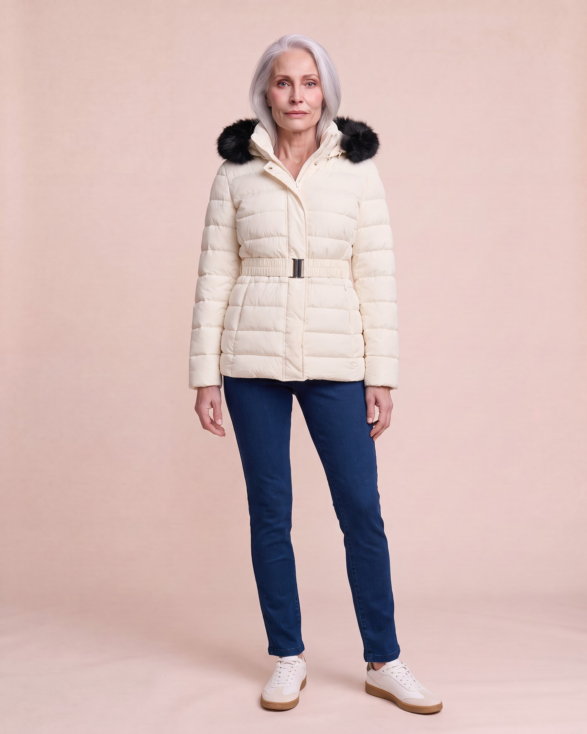 Produktabbildung für Steppjacke mit Webpelz-Kapuze