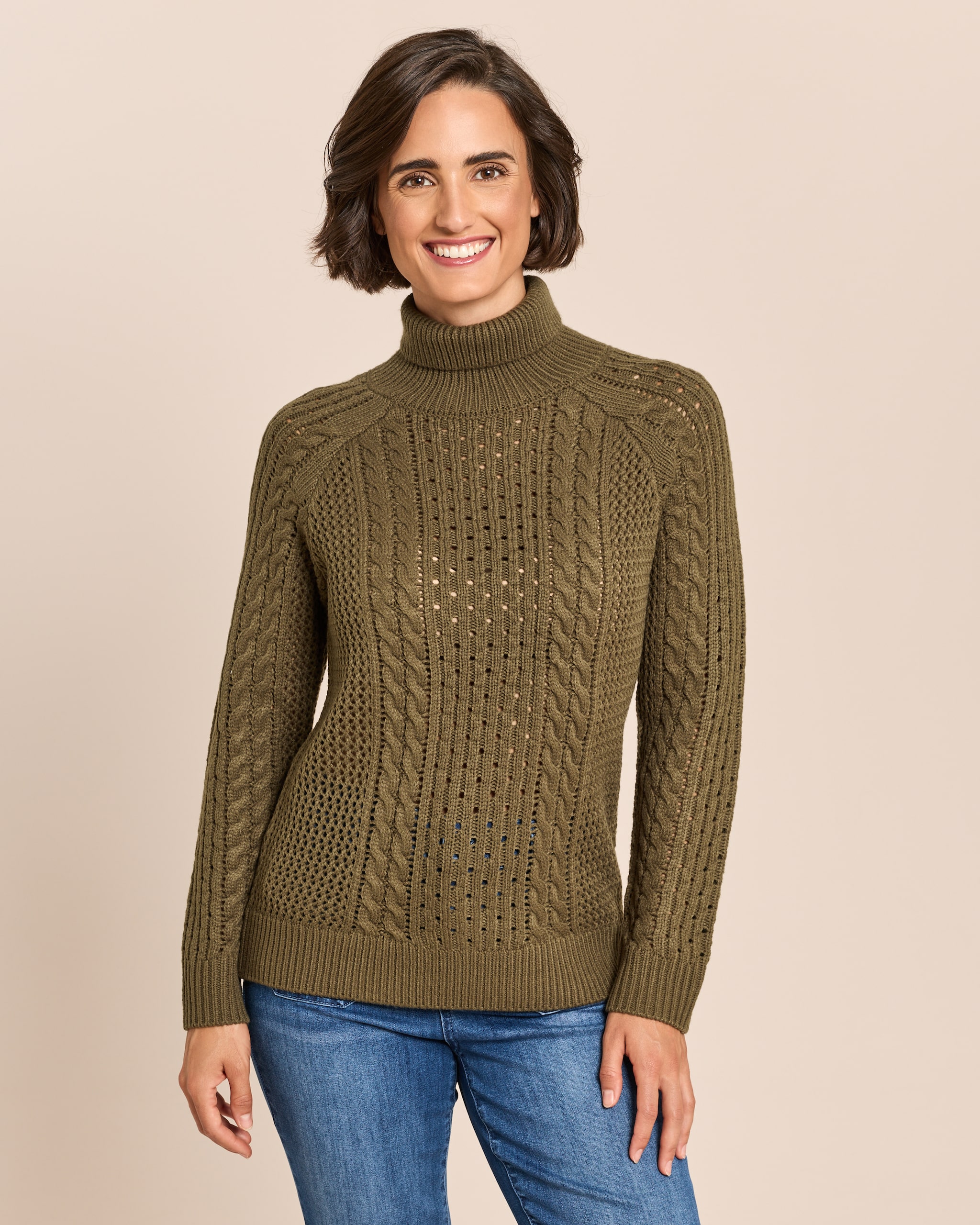 Produktabbildung für Rollkragenpullover mit Zopfmuster