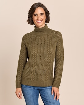 Produktabbildung für Rollkragenpullover mit Zopfmuster