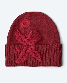 Produktabbildung für Beanie mit Blütenstickerei
