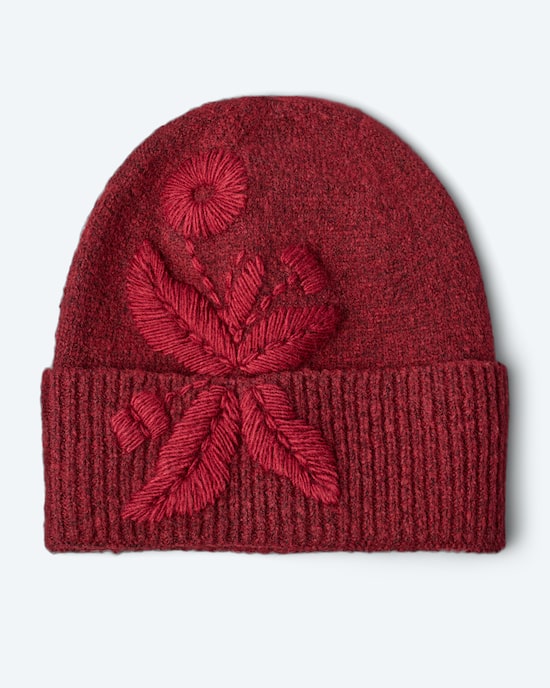 Produktabbildung für Beanie mit Blütenstickerei
