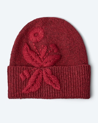 Produktabbildung 2 für Beanie mit Blütenstickerei