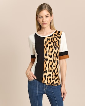 Produktabbildung für Shirt mit Streifen und Leoprint