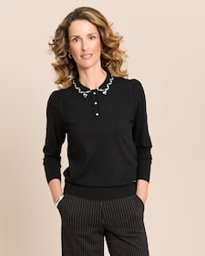 Produktabbildung für Pullover mit verziertem Kragen