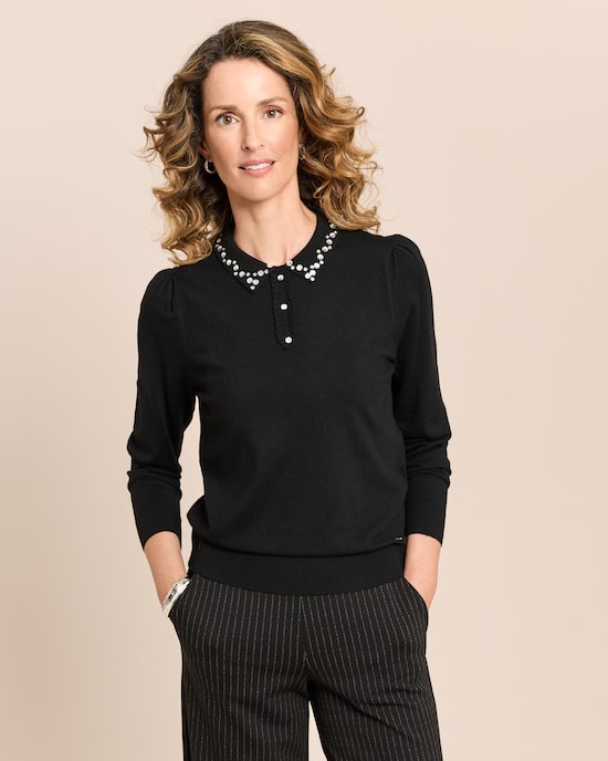 Produktabbildung für Pullover mit verziertem Kragen