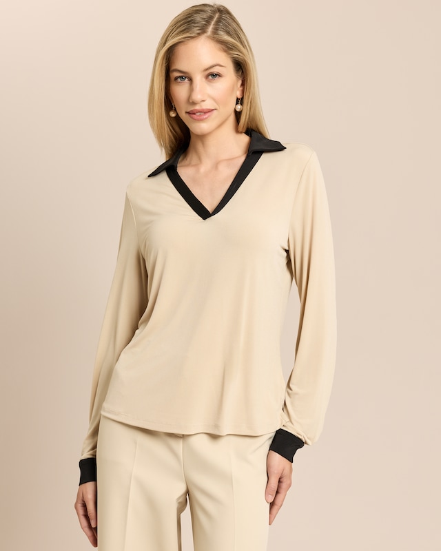 Shirt mit Kontrastblende und Kragen