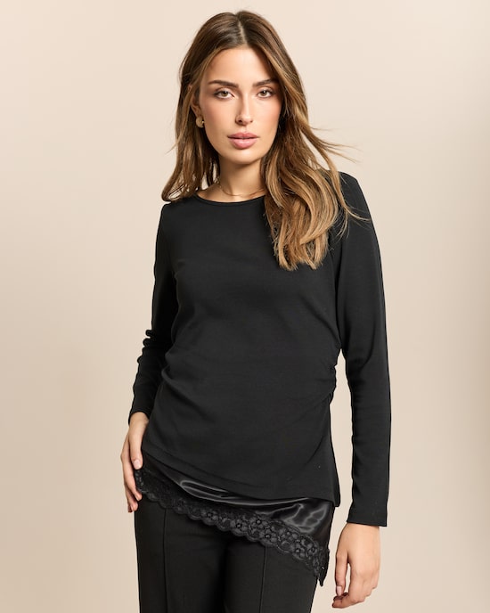 Produktabbildung für Longshirt mit Spitzensaum