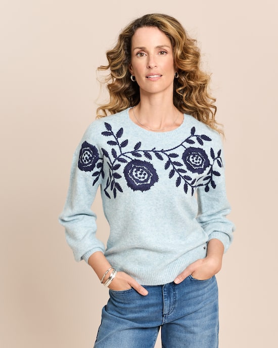Produktabbildung für Pullover mit großen Blumen
