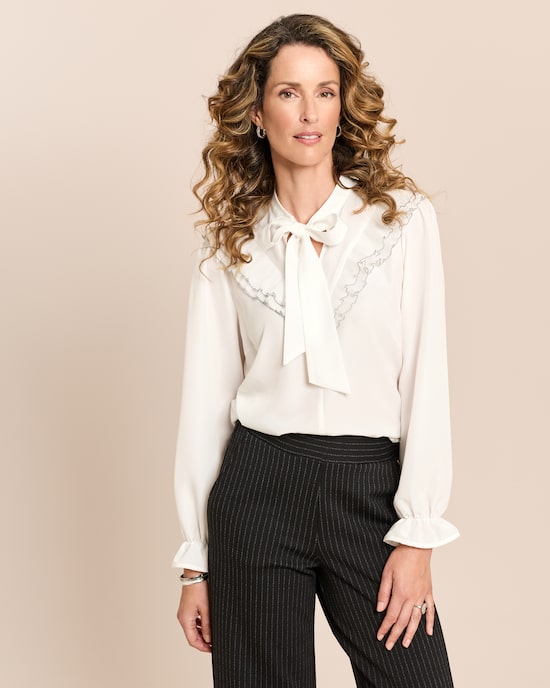 Produktabbildung für Bluse mit Rüschen und Schleifendetail