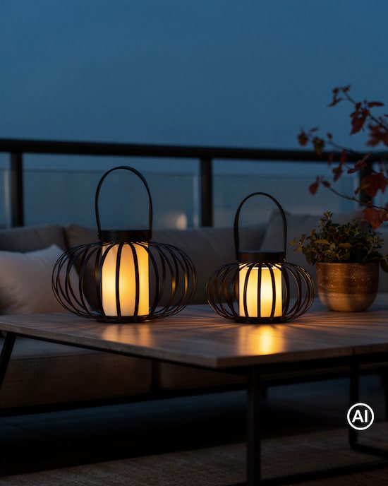 Produktabbildung für Metalllaternen mit LED-Kerze, 2tlg.