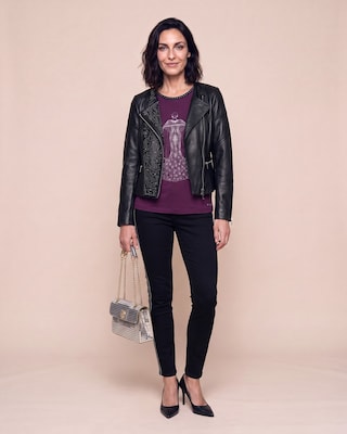Produktabbildung 3 für Lederjacke mit Nietendeko