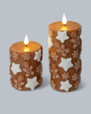 Produktabbildung 2 für LED-Stumpenkerzen "Lebkuchen", 2tlg.