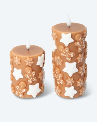 Produktabbildung 1 für LED-Stumpenkerzen "Lebkuchen", 2tlg.