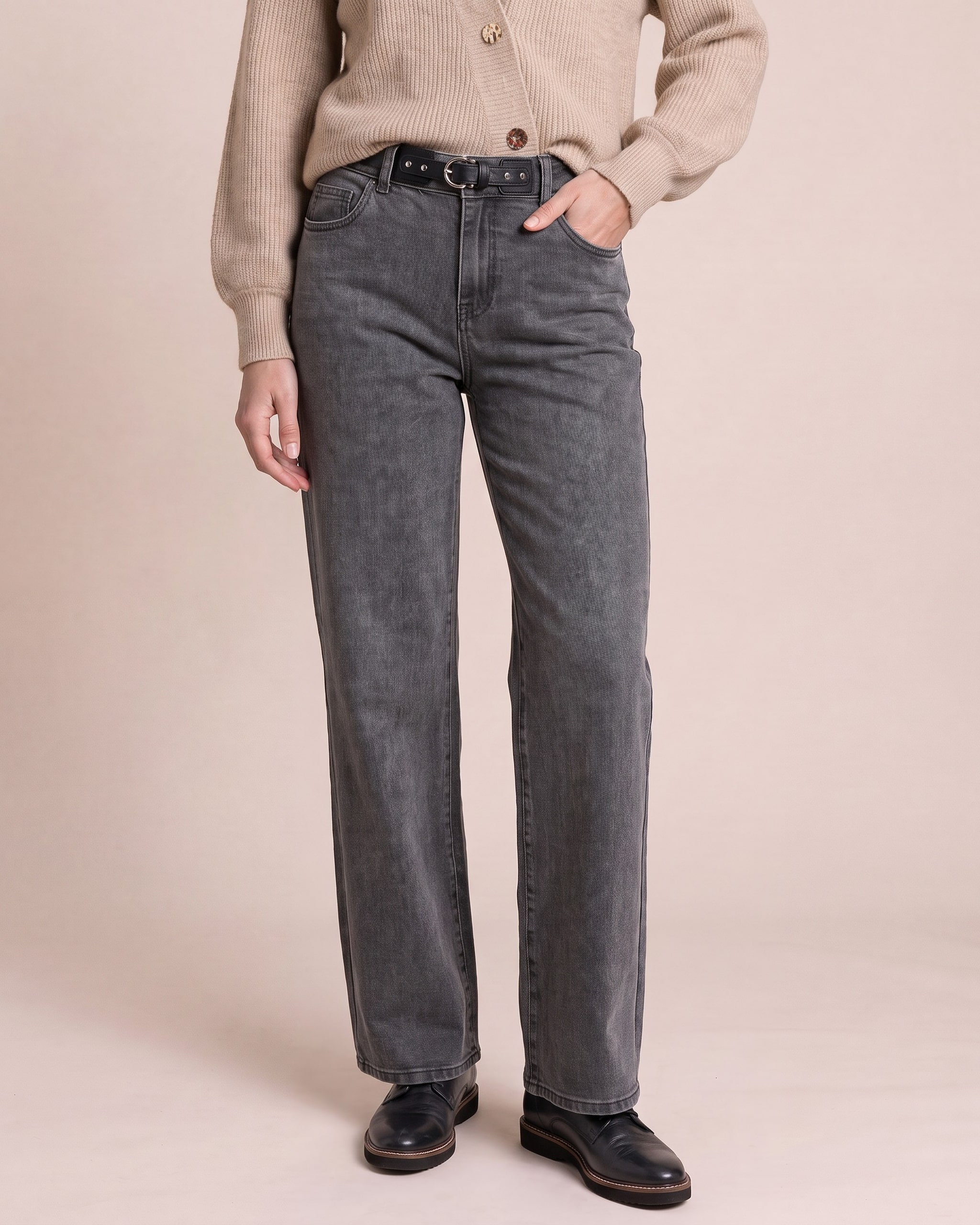 Produktabbildung für Wide Leg Jeans mit Bunddetail