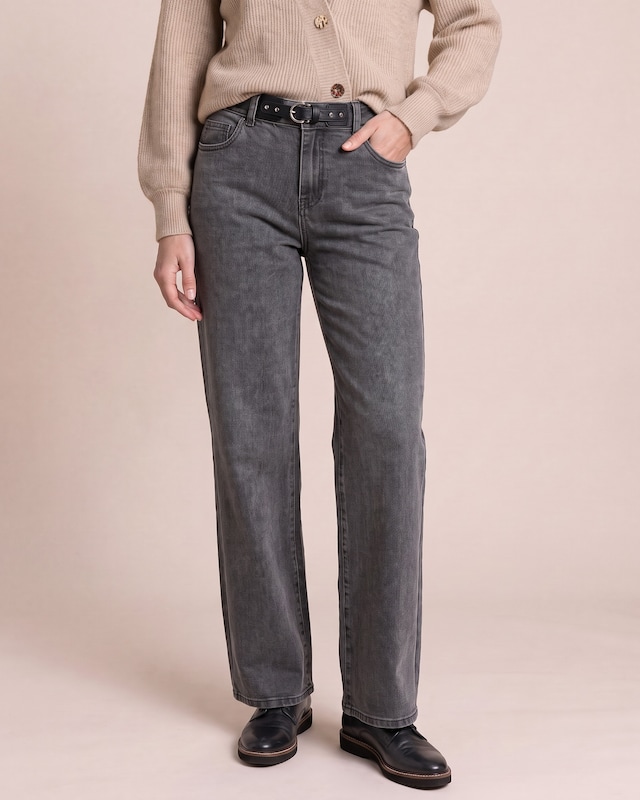 Wide Leg Jeans mit Bunddetail
