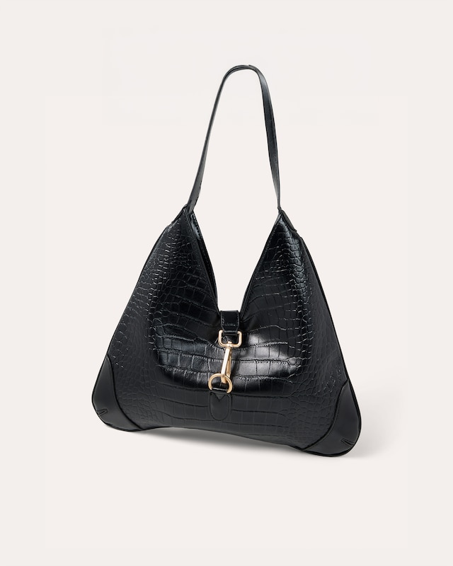 Croco-Tasche mit Goldverschluss