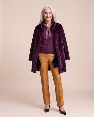 Produktabbildung 3 für Longjacke aus Webpelz mit Brosche