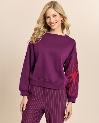 Produktabbildung 2 für Sweatshirt mit Blumenstickerei