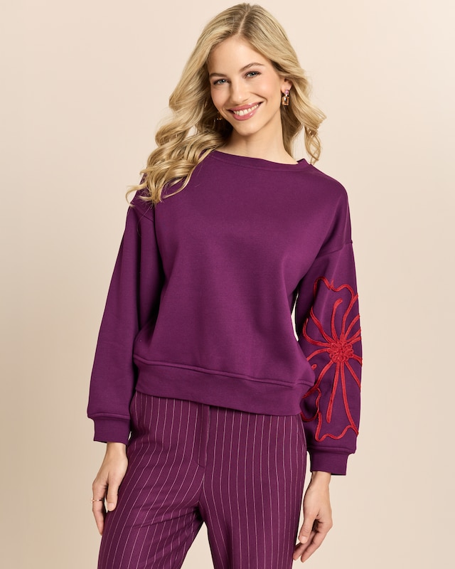 Sweatshirt mit Blumenstickerei