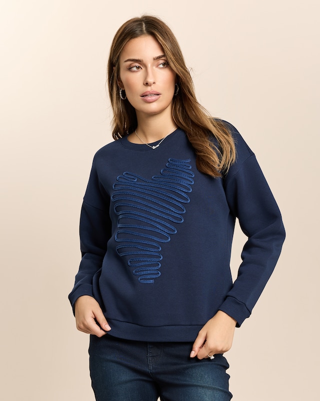 Sweatshirt mit Herz-Stickerei