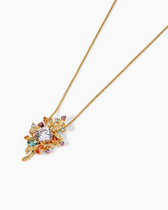 Produktabbildung für Kette + Anhänger mit Zirkonia & Glassteinen