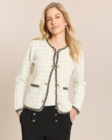 Produktabbildung für Cardigan mit Karomuster und Kontrast