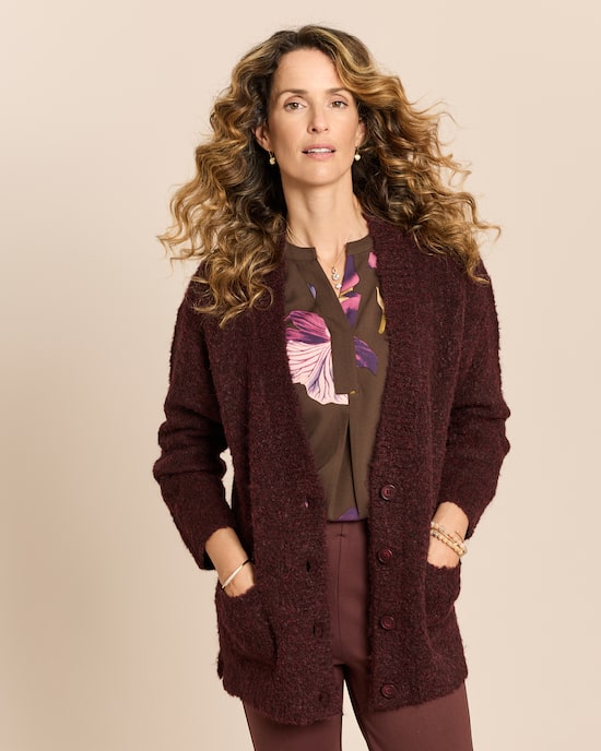 Produktabbildung für Bouclé Strickjacke lang