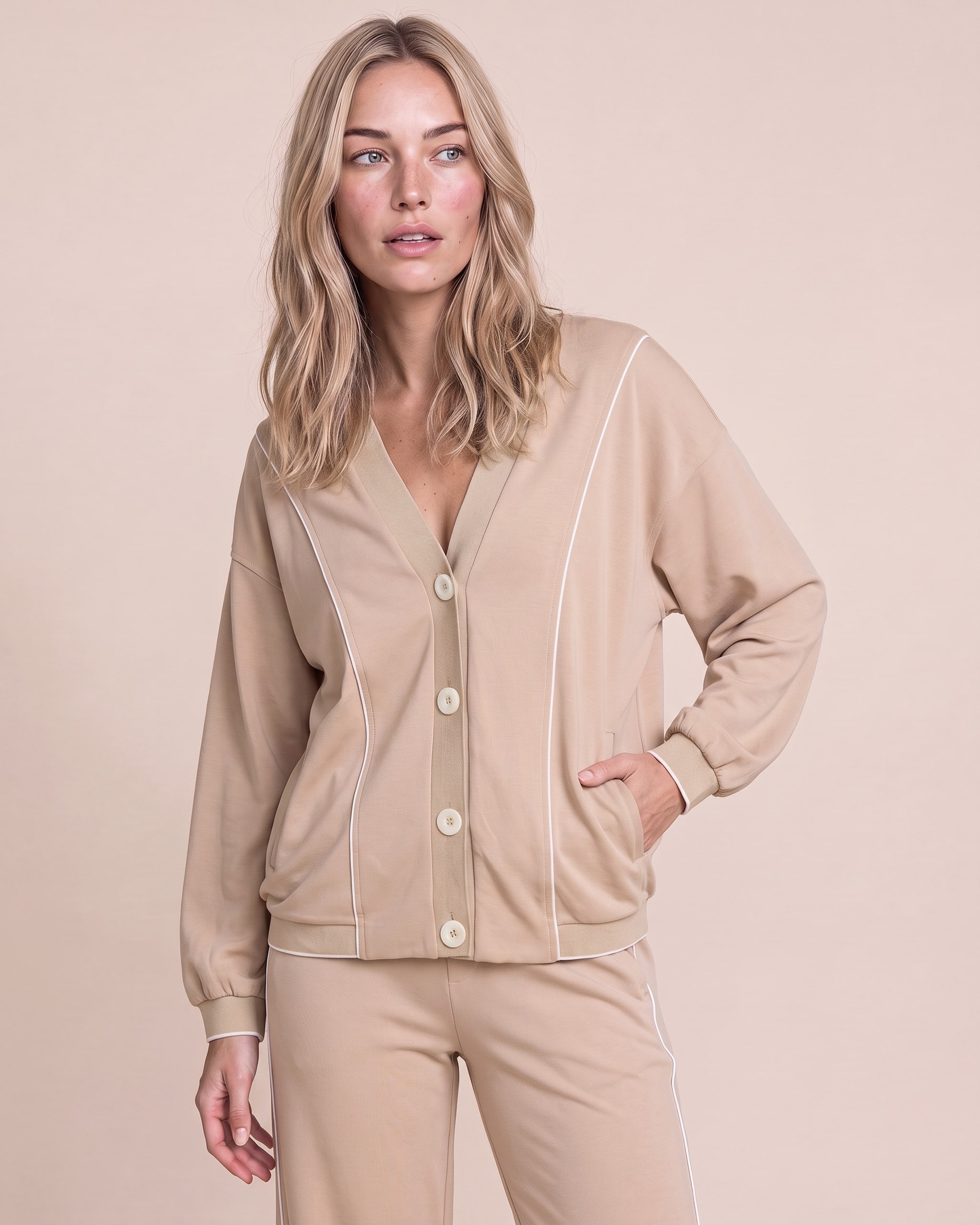 Produktabbildung für Jersey Cardigan mit Kontrastdetails