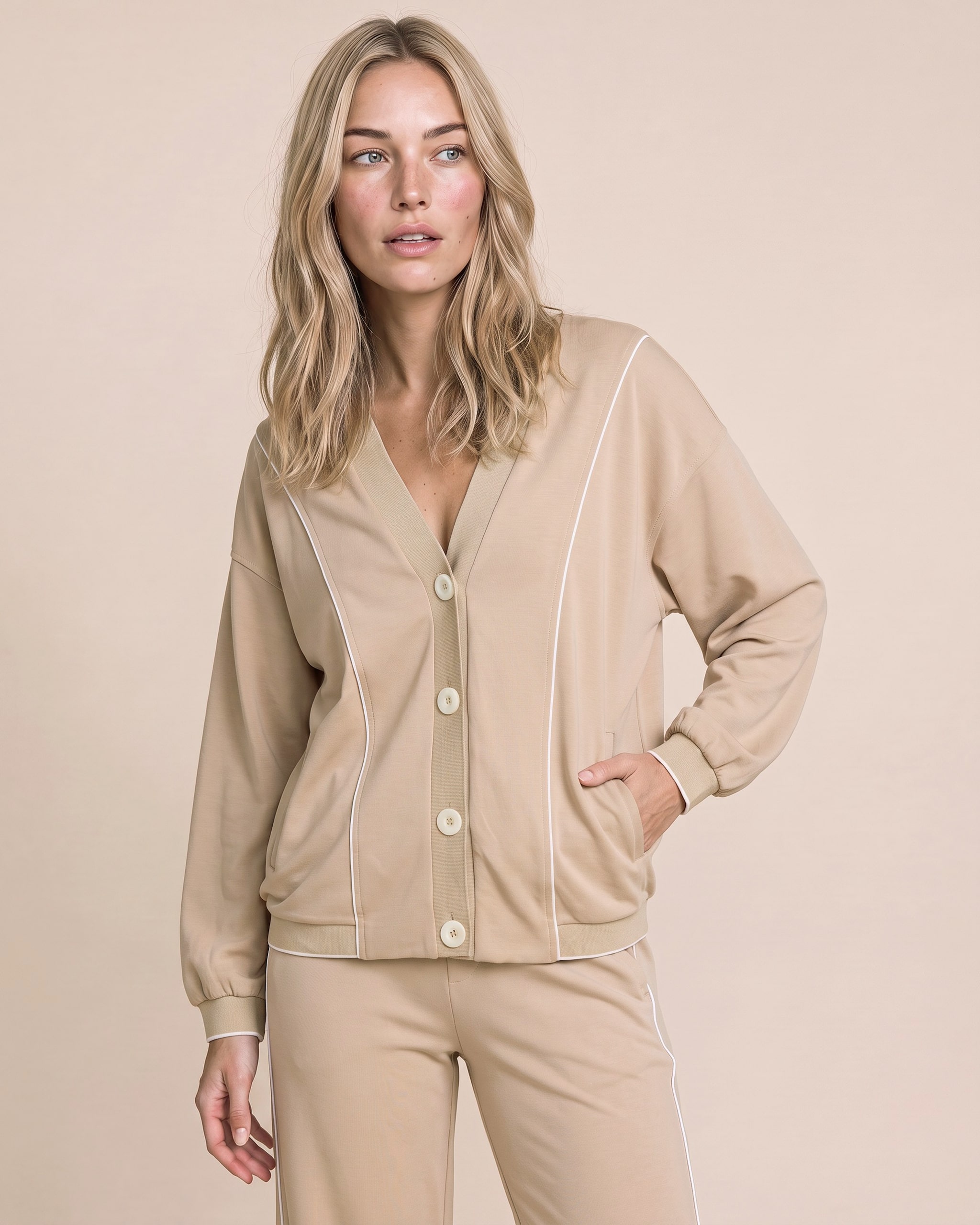 Produktabbildung für Jersey Cardigan mit Kontrastdetails