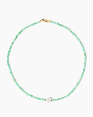 Produktabbildung 2 für Collier mit Chrysopras, SWZ-Perle & Hämatit