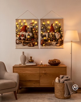 Produktabbildung für LED Stoffbilder Weihnachten, 2tlg.